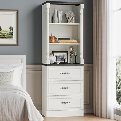 Bookshelf with Drawers, Floor Standing Display Storage Cabinet - Image 8