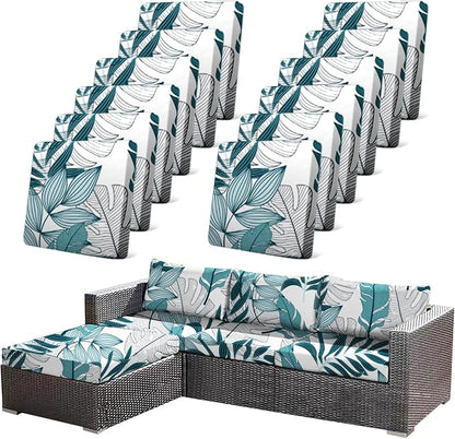 CALBODE 12Pcs Stretch Patio Cushion Cover Outdoor Cushion Cover Replacement by CALBODE
