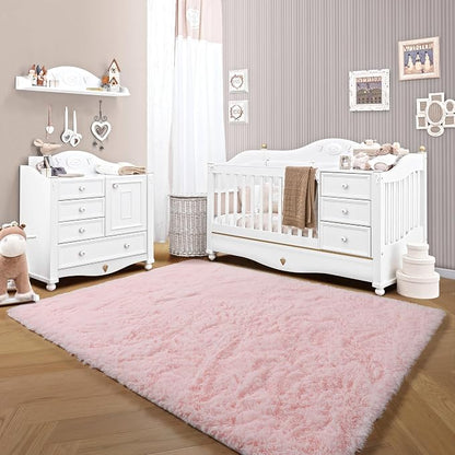 Pink 6x9 Area Rugs for Living Room Bedroom, Large Fluffy Bedside Throw Rug - Image 8