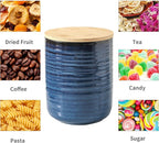 Hasense Ceramic Food Storage Jars with Bamboo Lids – 80oz + 24oz Kitchen Canister Set – 7.5" & 5.9" Airtight Containers for Coffee, Tea, Sugar, Flour – Pantry Organization Jar Set of 2（Blue）
