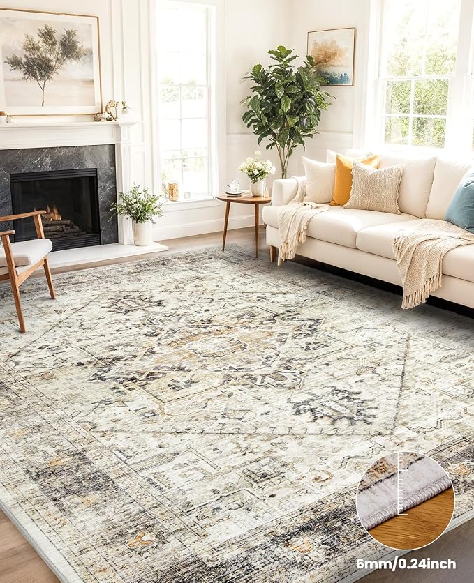 AMADA HOMEFURNISHING Washable Area Rug, Low-Profile Large Area Rug - Image 9