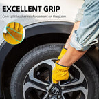 Vgo... 1-Pair Unlined Cow Grain Leather Work and Driver Gloves with Cow Split Leather Palm Patch (Size S, Gold,CA9590)