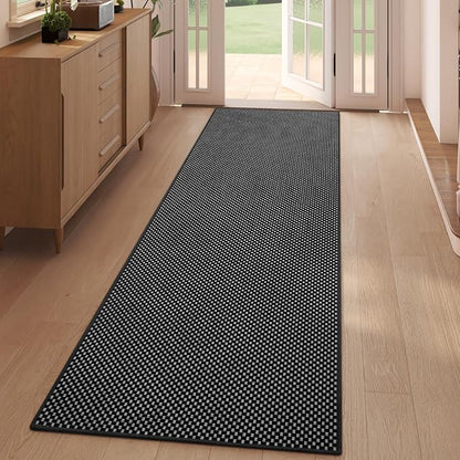 Kitchen Runner Rug Mat Non Slip Hallway Runner Washable Black 2x6 ft | Boho - Image 3