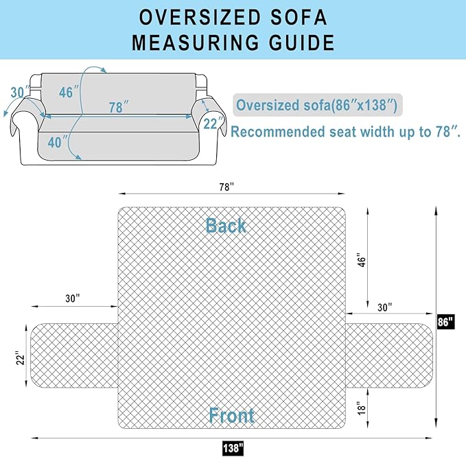 Reversible Oversized Sofa Covers, XL Sofa, Camel/Beige | Couch Cover Furniture - Image 7