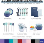 COOK WITH COLOR Prep Bowls with Lids- Wide and Deep Nesting Plastic Small Mixing Bowl Set with Lids, 8 Piece Set - Wide Bowls, Blue/Grey