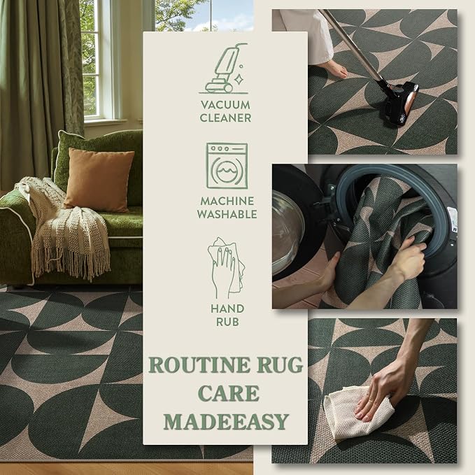 Lahome Green Easy Jute Front Porch Rug, 3x5 Semi Circle Outdoor Rug | Non Slip - Image 5