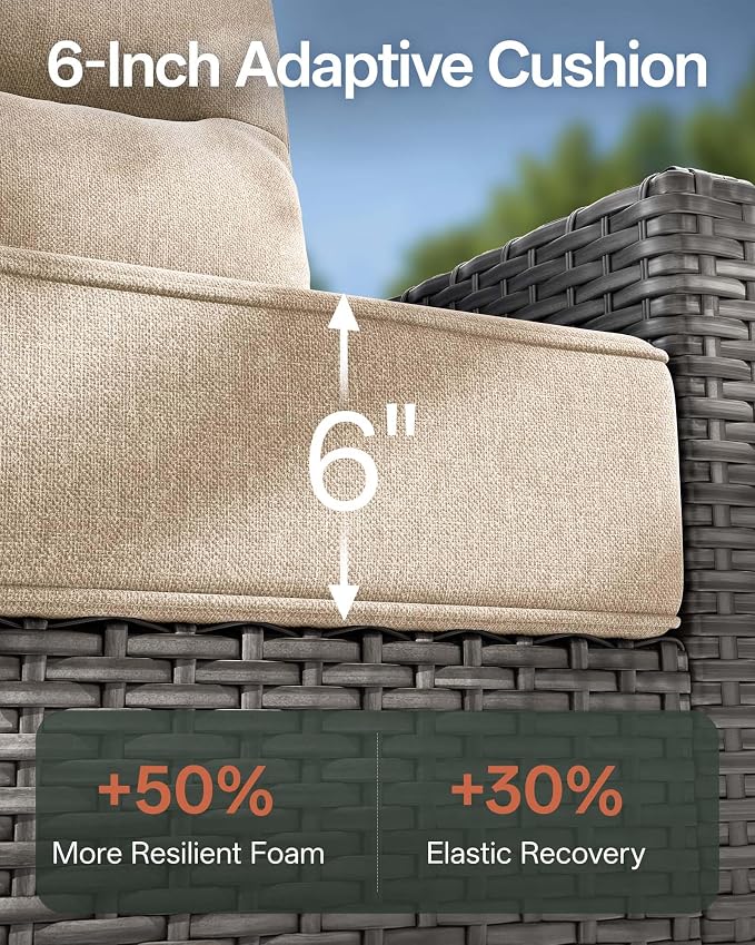Luxury Outdoor Furniture, 6-Inch Thick Cushion Patio Sofa, Oversized Comfort - Image 3