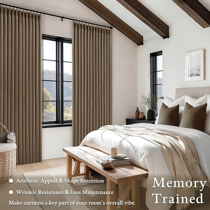 Latte Burlap Room Darkening Curtains 120 Inches Long - Image 7