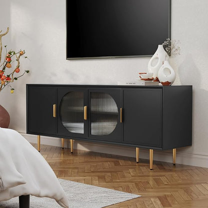 ARTPOWER TV Stand with Storage, Under TV Cabinet with Glass Door, TV Console - Image 6