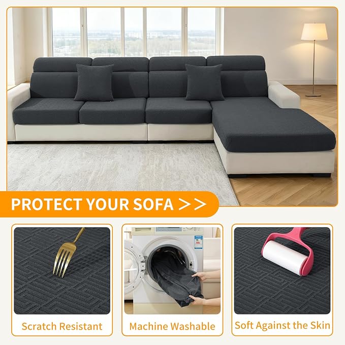 XINEAGE Large Couch Cushion Covers Seat Cushion Cover Thick Stretch Sofa - Image 6