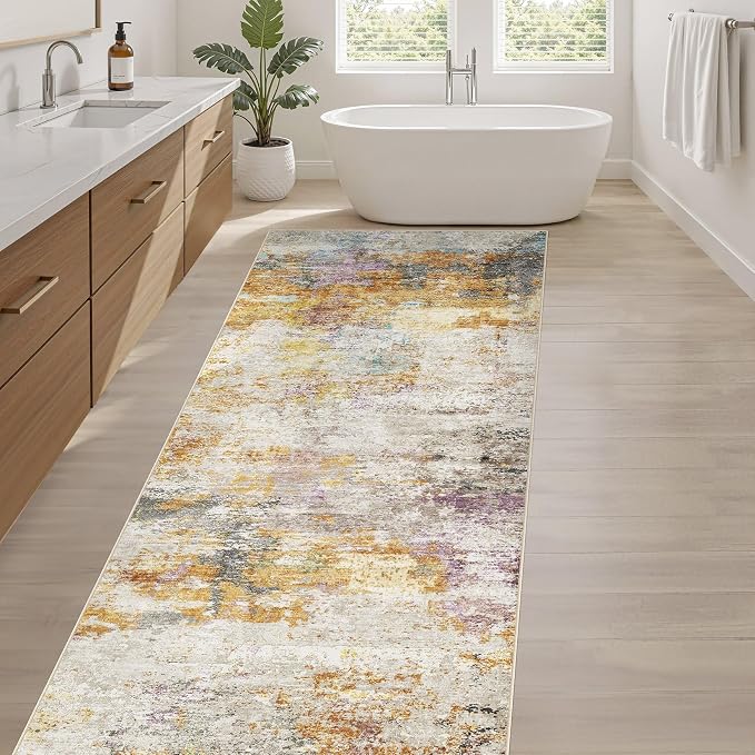 LOONGRUG Runner Rug 2x6 Washable Non-Slip Kitchen Neutral Modern Rug | Abstract - Image 5