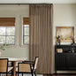 Dark Brown Linen Semi Sheer Pinch Pleated Curtains 108 Inches Long 2 Panels | by Twodrapes