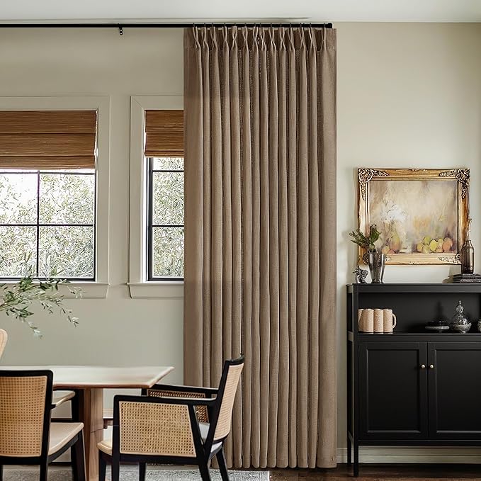 Dutch Cocoa 94 Inch Pinch Pleated Light Filtering Linen Curtains 2 Panels | - Image 9