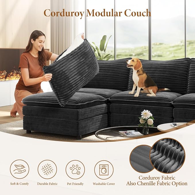 Vesgantti 108" Cloud Couch for Living Room, Deep Seat Sectional Modular Sofa - Image 6
