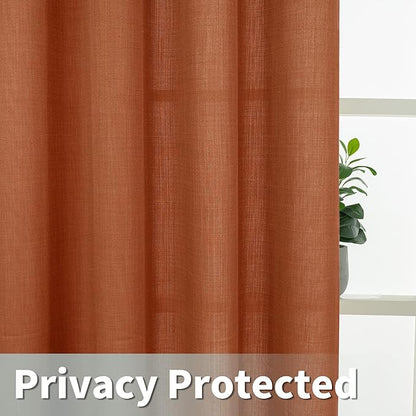 Terracotta Linen Boho Curtains 84 inch Length - Image 4