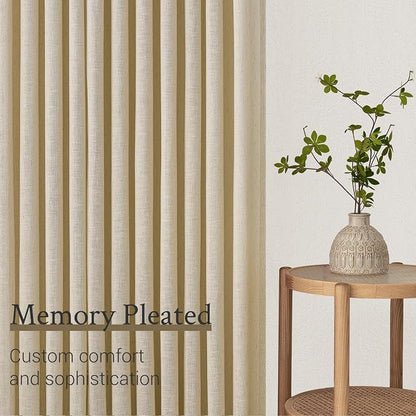 Topfinel 84 Inches Long Pinch Pleated Semi Sheer Curtains, Natural Linen - Image 7
