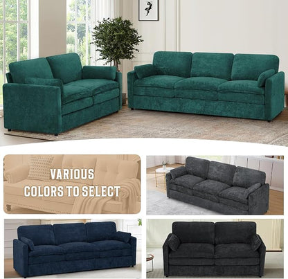 Classic Chenille Sofa Set with 2 Extra Armrest Pillows, Loveseat and 3-Seat - Image 7