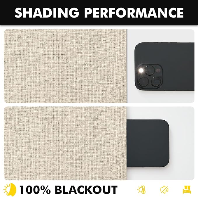 MIULEE 100% Blackout Linen Curtains 42 x 84 Inch Cobblestone 2 Panels | Thermal - Image 7