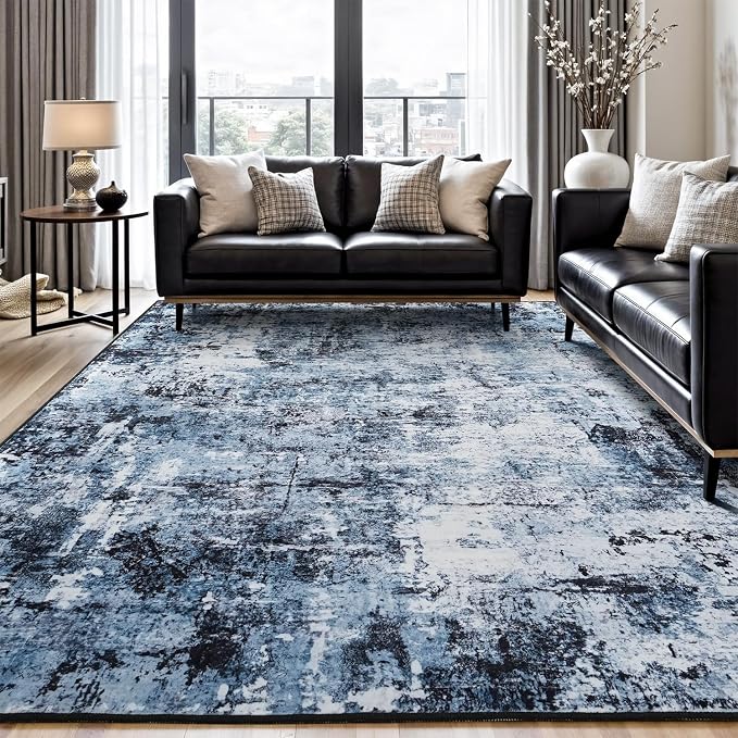 Rugflix 8x10 Area Rugs for Living Room, Washable Large Rug Stain-Resistant Low by RugflixAreaRugs