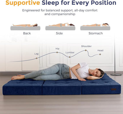 MAXYOYO 6" Folding Sofa Bed for Floor, Tufted Tri-Fold Floor Mattress - Image 8