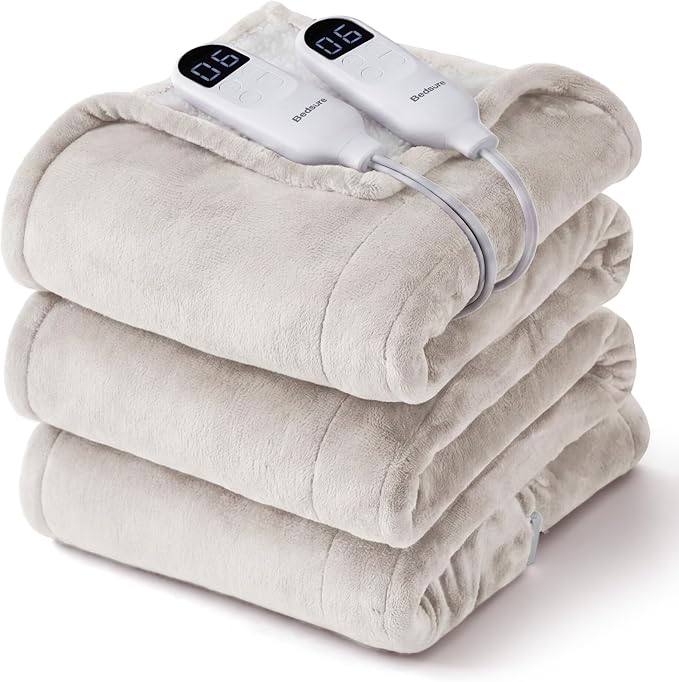 Bedsure Heated Blanket King Size, Dual Control Electric Blanket, Cream | by Unknown