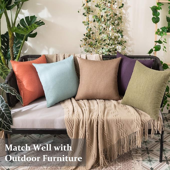 MIULEE Pack of 2 Decorative Outdoor Solid Waterproof Throw Pillow Covers Faux - Image 5