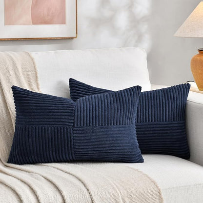 Fancy Homi 2 Packs Navy Blue Lumbar Decorative Throw Pillow Covers 14x22 Inch by Fancy+Homi