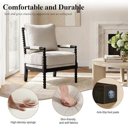 DUHOME Linen Fabric Spindle Accent Chair - Image 4