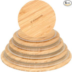 Glass Mixing Bowls Bamboo Lids - Lids are compatible with all Glass Mixing Bowls Set