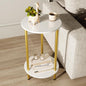 Small Round Side Table, 2-Tier Modern Accent/Bedside Table by BITYODD-HOME