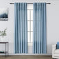 Blue Curtains 80 Inches Length for Living Room Back Tab Rod Pocket Semi Sheer by Nanspring