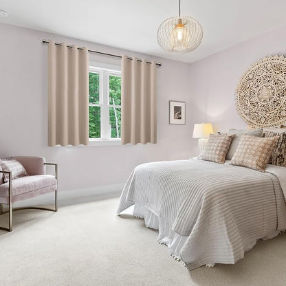 Blackout Curtains for Bedroom, 2 Drape Panels, 52 x 45 Inch | rmal Insulated & - Image 6