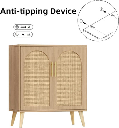 Set of 2 Rattan Buffet Cabinet - Image 6