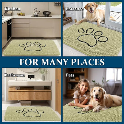 OLANLY Dog Door Mat for Muddy Paws 30x20, Paw Print Design Chenille Mud Mat | - Image 8