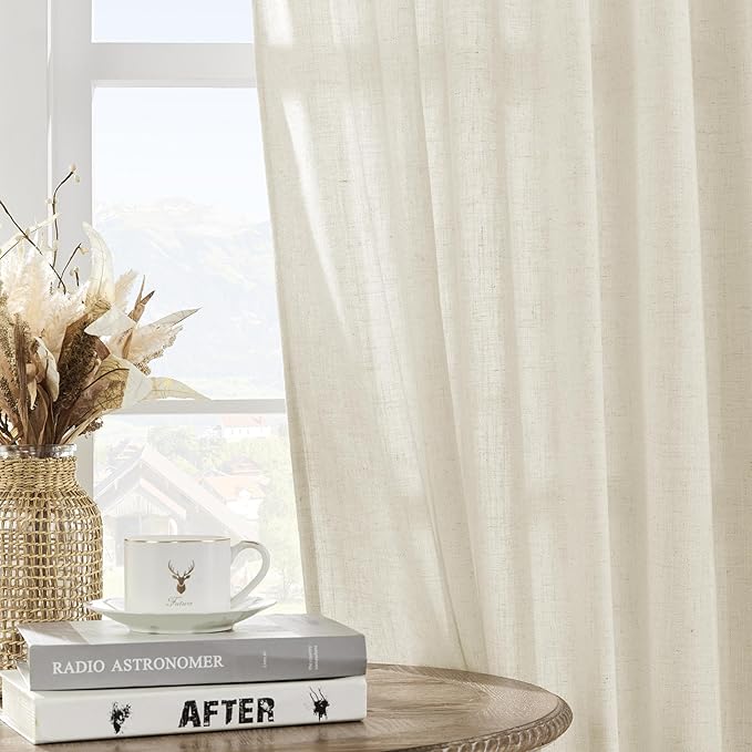 Joydeco Linen Curtains 2 Panel Set, Ivory on Linen Curtains 84 Inch, Light - Image 6