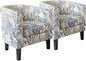 BELLEZE Living Room Chairs Set of 2, Linen Round Accent Barrel Chairs, Club Tub by BELLEZE