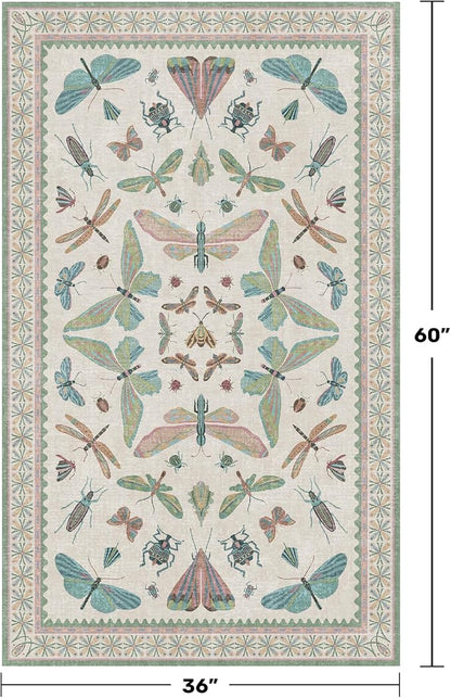 Washable Sage Green Large Entryway Rug, 3x5 Area Rugs - Image 2