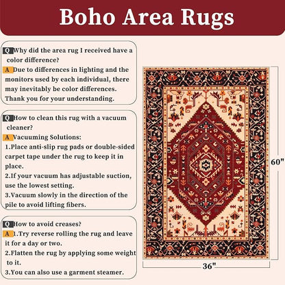 SERISSA 3x5 Washable Non Slip Boho Area Rug - Image 2