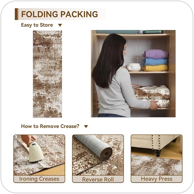 2x5 Brown Rug Runners for Hallways Kitchen Non Slip Washable Entryway Runner - Image 8