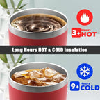 20 oz Tumbler Coffee Tavel Tumblers Bulk with Lid Stainless Steel Double Wall Vacuum Insulated Mug Powder Coated Cups fit Car Cupholder for Hot and Cold - Red, 8Pack