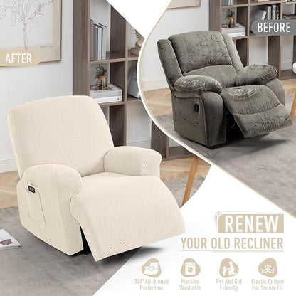 TAOCOCO Recliner Cover 4-Pieces, Recliner Stretch Sofa Slipcover, Recliner - Image 4