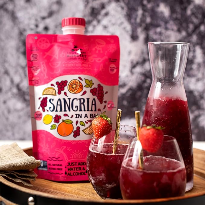 Lt. Blender's Sangria in a Bag – Wine Slushie Mixes - Each Bag Makes 1/2 Gallon of Frozen Red Sangria Mix – Non-GMO Wine Freezer Mix - Make with Wine, Liquor or as a Mocktail - (Pack of 4)
