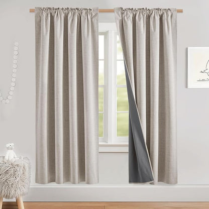 NICETOWN Natural Linen Blackout Curtains - Image 2