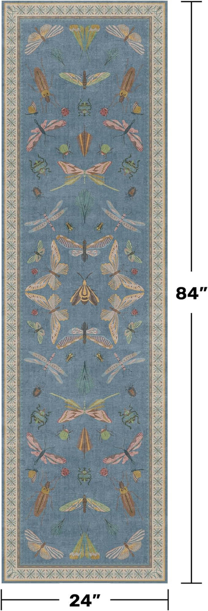 2x7 Washable Bedroom Runner Rug, Laundry Room & Hallway, Rubber Backed Insect - Image 2