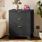 BORNOON 30.5" Nightstand with Charging Station, 3-Drawer Fluted Bedroom Chest by BORNOON