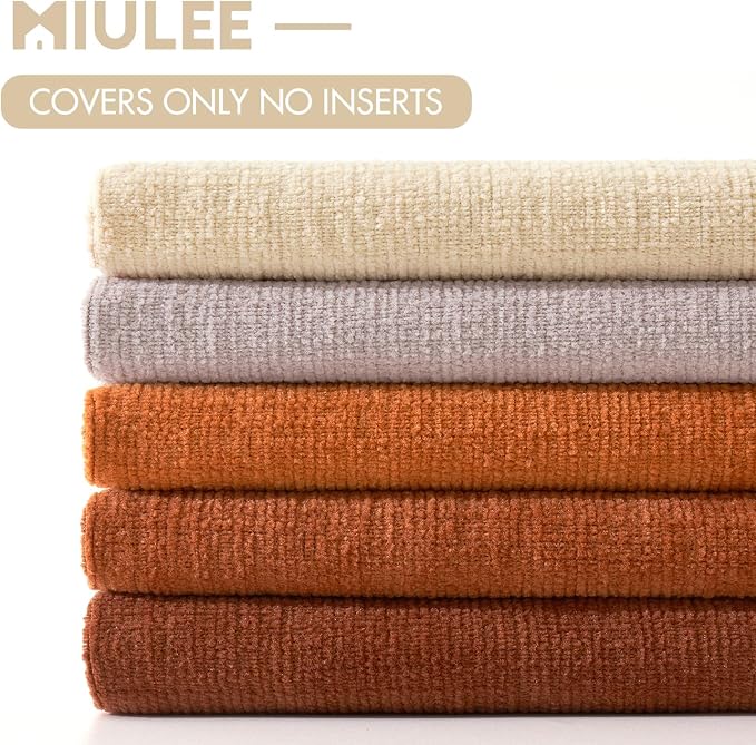 MIULEE Beige Chenille Couch Throw Pillow Covers, 18x18 | Set of 2, Soft Neutral - Image 6