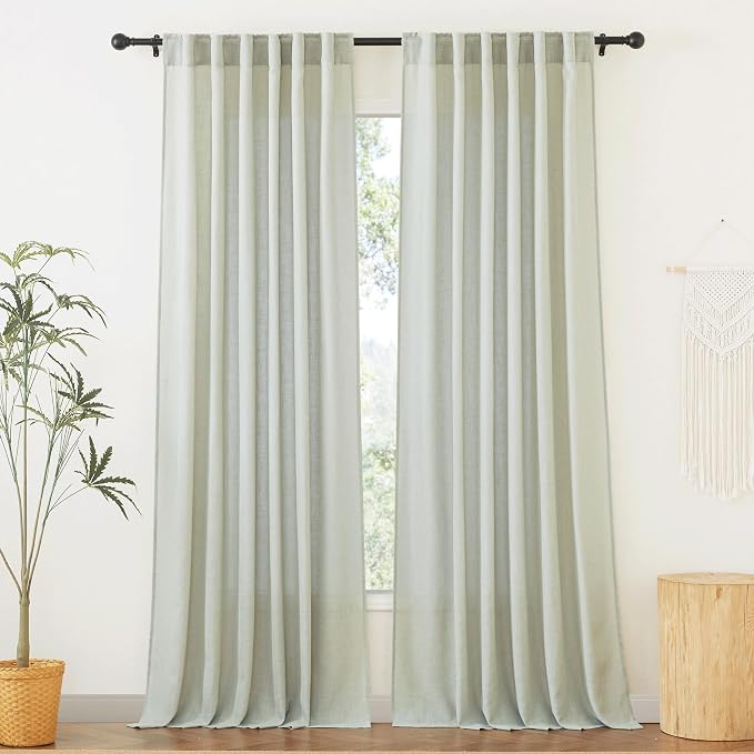 RYB HOME Sheer Curtains 102 inches, Extra Long Floor to Ceiling Curtains | Half by RYBHOME