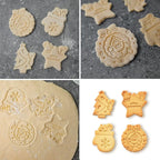Cookie Stamps Set of 4, Cookie Press Mold, Decorating Supplies for DIY Baking, Cake, Pastry, Easy to Use- Christmas Series