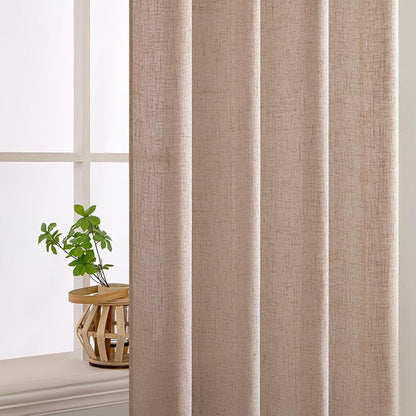MIULEE Natural Beige Linen Curtains 52x63 Inch Long - Image 5