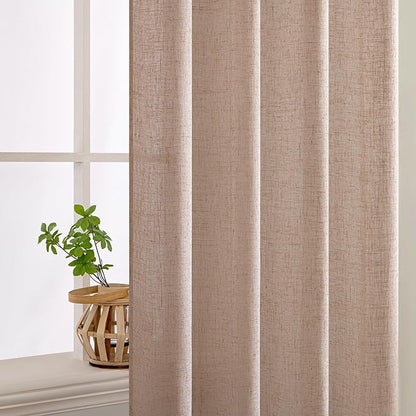 MIULEE Natural Beige Linen Curtains 52x72 Inch Long - Image 5